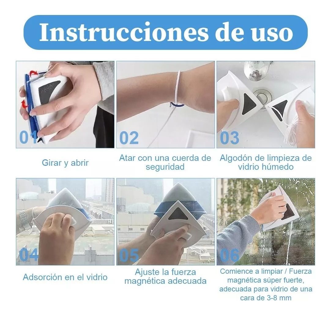 Ventanas impecables sin riesgo y esfuerzo con Limpiador Magnético doble cara.