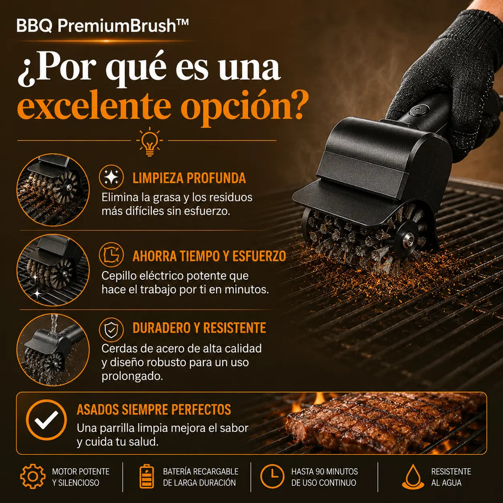 ⚡ BBQ PremiumBrush™ – Potencia Eléctrica para una Parrilla Más Limpia