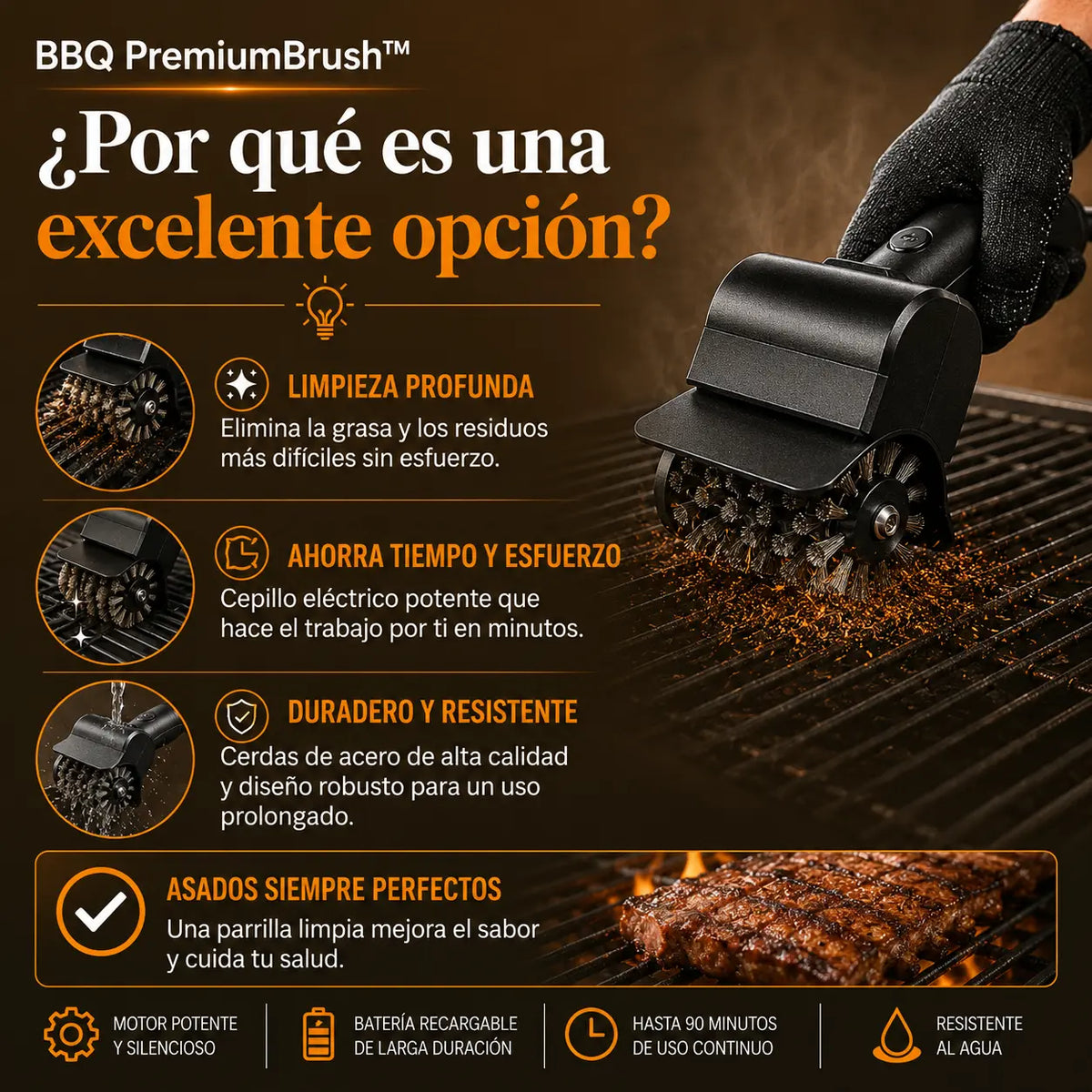 ⚡ BBQ PremiumBrush™ – Potencia Eléctrica para una Parrilla Más Limpia